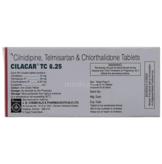 cilacar tc 6.25mg tablet 10's